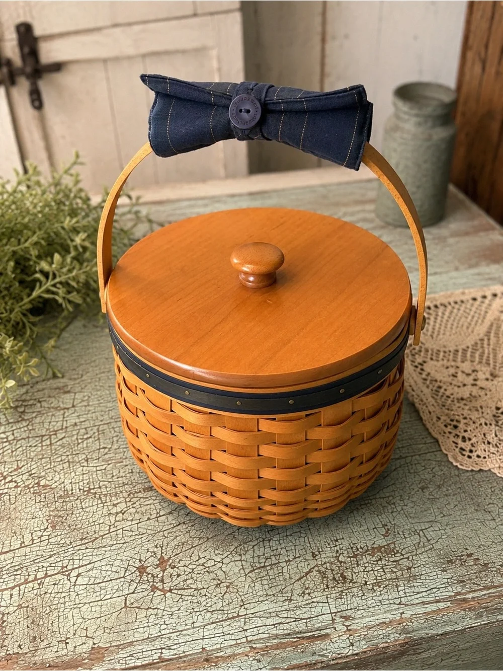 Longaberger 2001 Collectors Club Sewing Circle Basket Set Complete w Lid